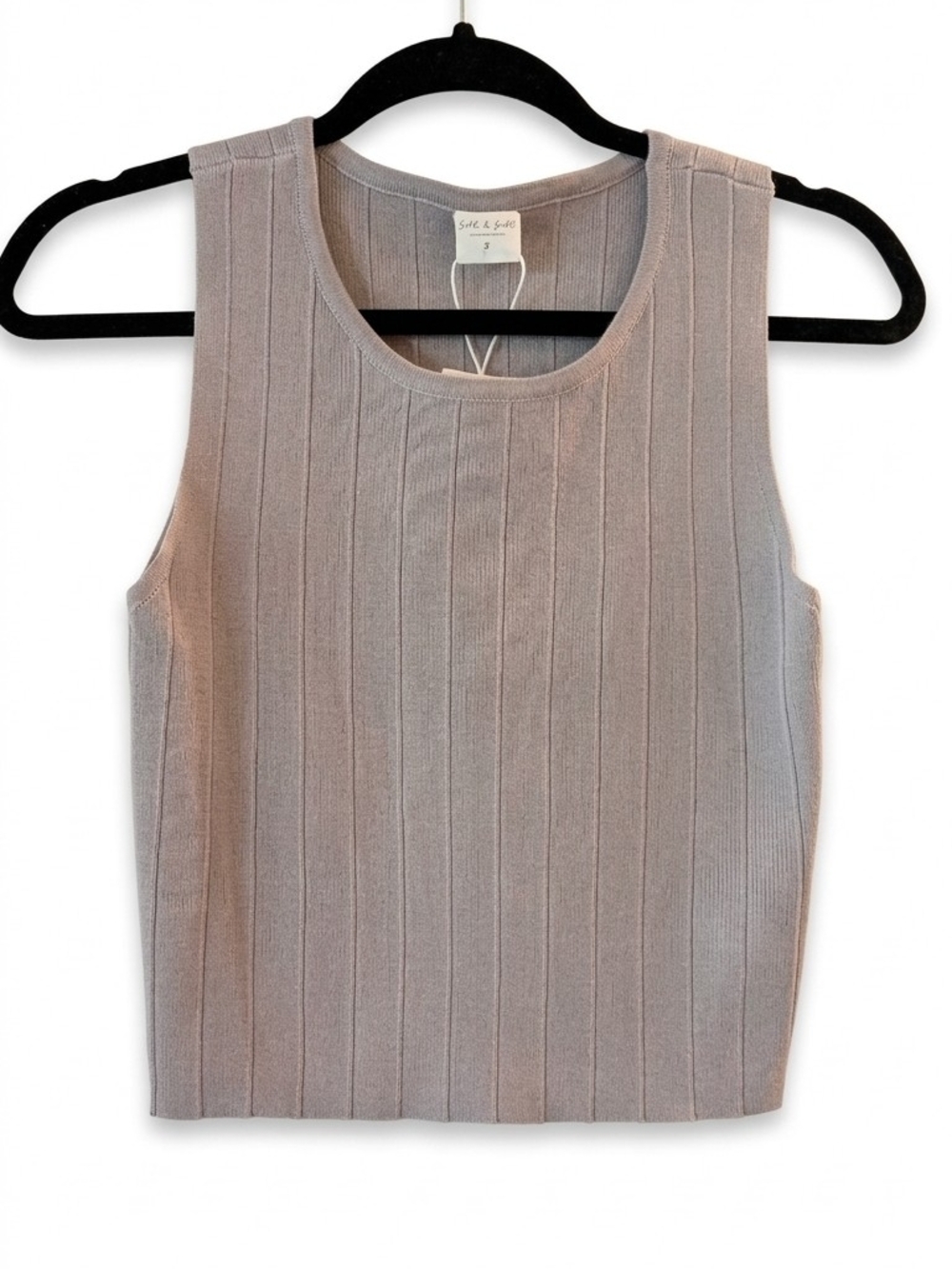Sleeveless Ribbed Tank Top in Taupe